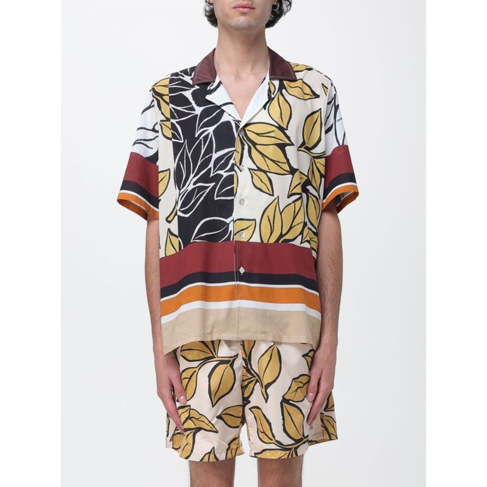 Floral Cotton Bowling Shirt Nom With Short Sleeves And Rever Collar